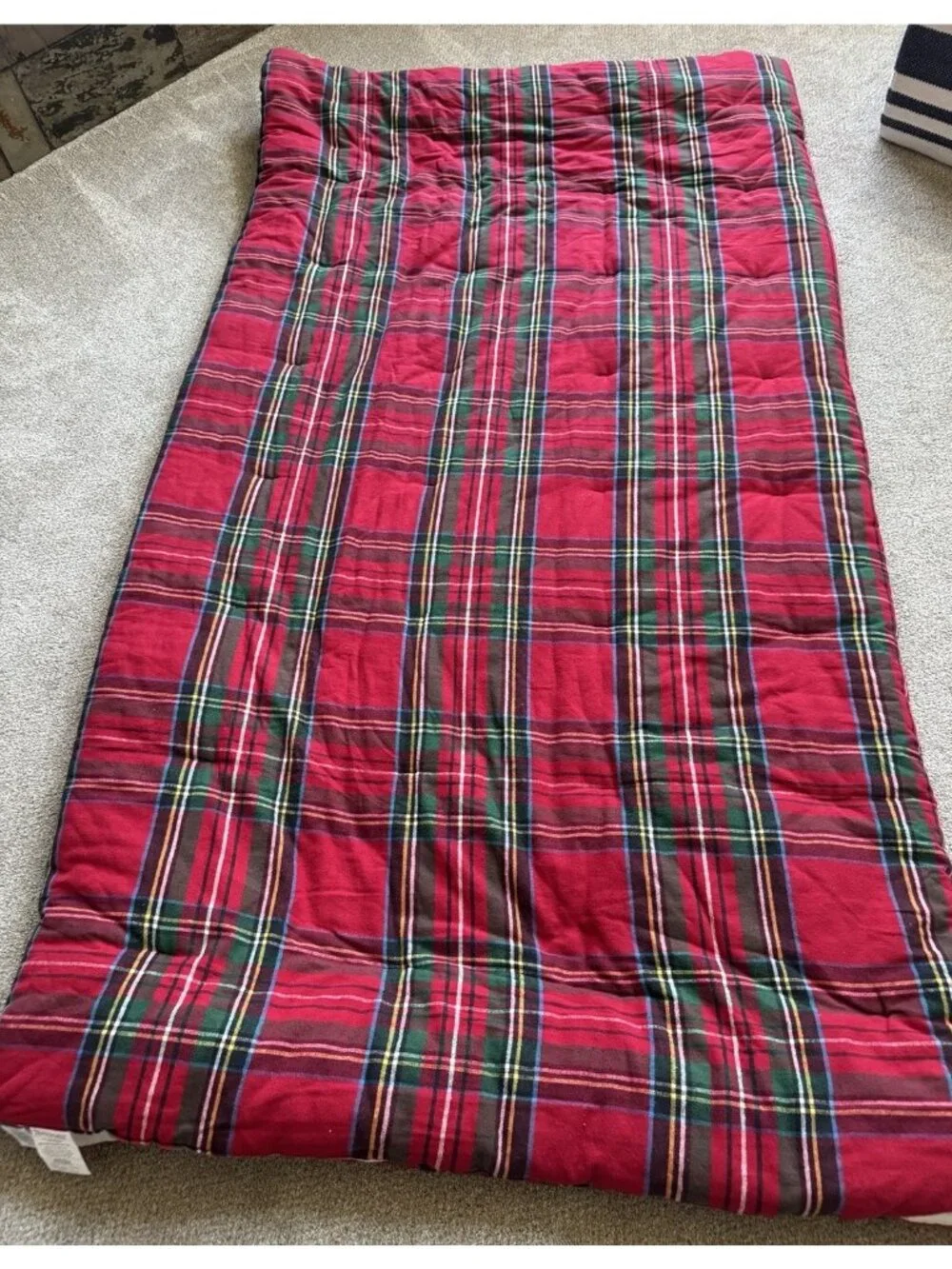 POTTERY BARN Stewart Flannel Plaid Reversible Quilted Comforter Full/Queen NEW